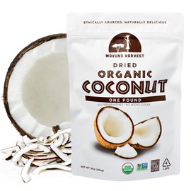 Mavuno Harvest Coconut Chips Dried Fruit Snack | Unsweetened Organic Dried Coconut Strips | Gluten Free Snack | Healthy Snacks for Kids & Adults | Vegan, Non GMO, Direct Trade | 1 Pound Resealable Bag