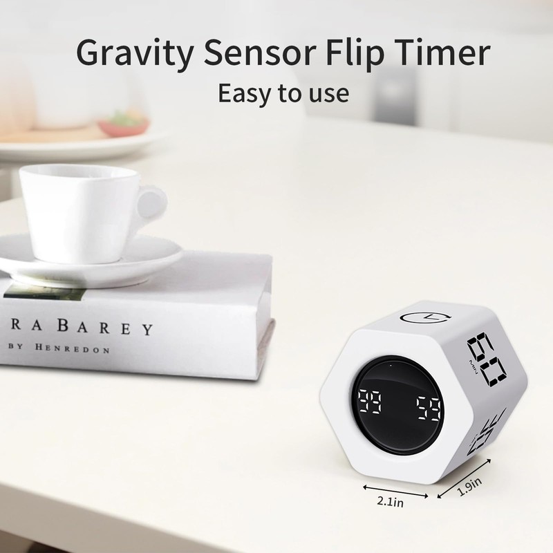 LUCKY TIME Productivity Pomodoro Timer,Hexagon Cube Timer,1/5/10/30/60 Minutes Countdown Timing,Sound