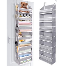 ULG Over The Door Organizer with 6 Large Pockets 12 Side Pockets, 50lbs Weight Capacity Door Hanging Organizer for Bedroom, Bathroom, Pantry, Nursery Storage, Gray