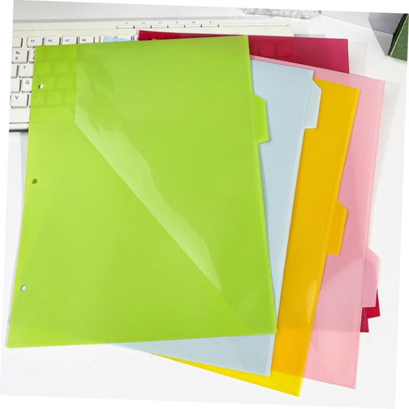 DOITOOL 5pcs Pocket Dividers with Tabs Plastic Folder Dividers for