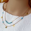 Cimenexe Bohemian Layered Turquoise Bead Choker Necklace Coin Dangle Necklace