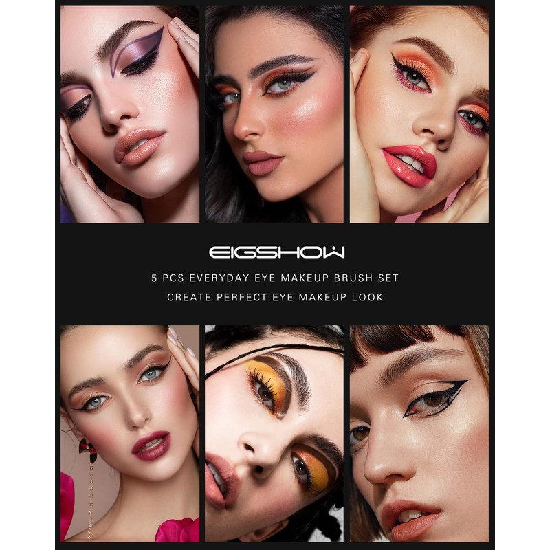 EIGSHOW 5 Pcs Eye Makeup Brush Set, Everyday Eye Essential