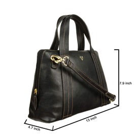 HIDESIGN Cerys Leather Satchel, color negro, talla Mediano