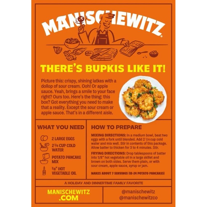 Manischewitz Sweetened Potato Pancake Mix Gluten Free 6 Ounce Pack