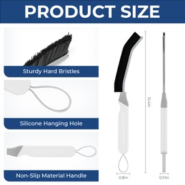 Cleangor Fugenbürste Silikon Cleaning Brush Eckreinigungsbürste für Bad & Fliesen | Schmales Design für Ritzen | Rutschfester Griff (3, Weiß)