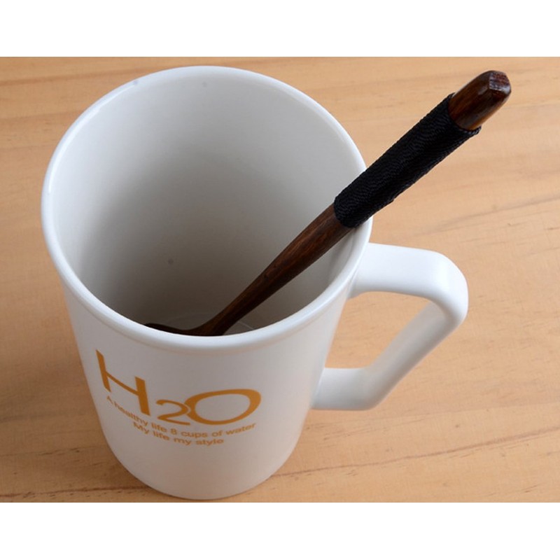 2 Pcs Coffee Spoon Pure Hand Wooden Spoon Long Handle