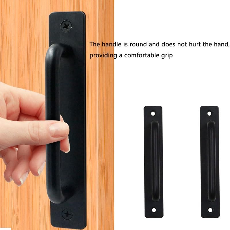 WADY 2PCS Heavy Duty Sliding Barn Door Handles, Black Aluminium