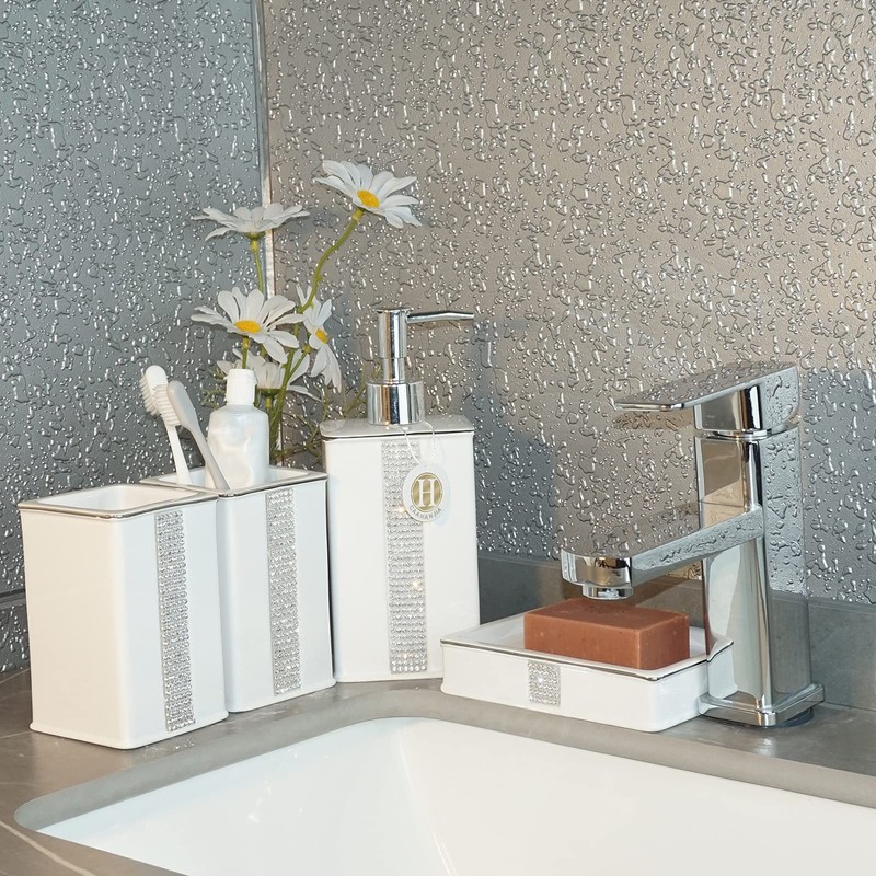 CAAHANJIA Bathroom Accessories Set 4 Pcs-Ceramic Gift Set Soap Dispenser