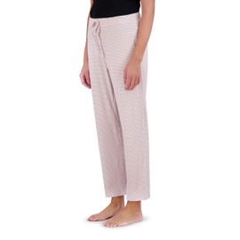 Tahari Women's Drawstring Straight Leg Cozy Pajama Pants Pink Stripe, M