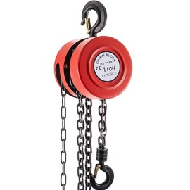 VEVOR Hand Chain Hoist, 2200 lbs /1 Ton Capacity Chain Block, 10ft/3m Lift Manual Hand Chain Block, Manual Hoist with Industrial-Grade Steel Construction for Lifting Good in Transport & Workshop, Red