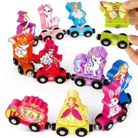 Hersort Fine Motor Skill Toys for Toddlers, Numbers Matching Game,11PCS Wooden Princess Train Set, Montessori Toys for Toddlers, Preschool Educational Material for Kids, Birthday Gifts for Girls, Boys