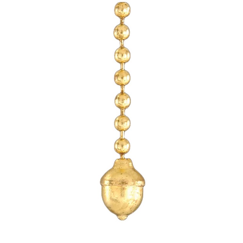 B&P Lamp® Antique Style Acorn Pull Chain, Unfinised Brass