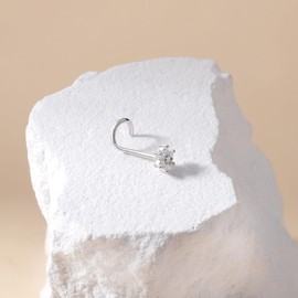 Moissanite Nose Stud for Women - 925 Sterling Silver Moissanite Flower Nose Ring Piercing Hypoallergenic Jewelry Nose Studs for Women and Men (18g/1.0mm)