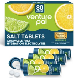 Venture Pal Tabletas de electrolitos masticables, 80 unidades, tabletas de sal en barra de disolución rápida sin azúcar - Paquete variado para...     
