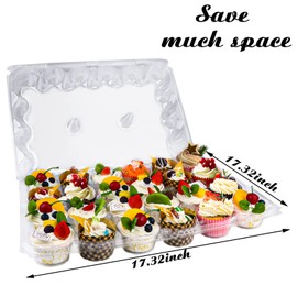 TWOWYHI 24 Counts x 10 Sets Cupcake Containers 24 Count Cupcake Boxes Plastic Cupcake Carrier Cupcake Holders for 24 Cupcakes Clear Plastic Disposable Cupcake Container with Detachable Tall Dome Lid