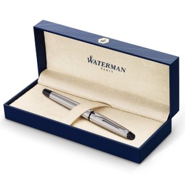 Waterman Expert Pen Fountain, Fountain Pen Stainless Steel, Fine, 1-Boxed, Blue Ink (S0952040)