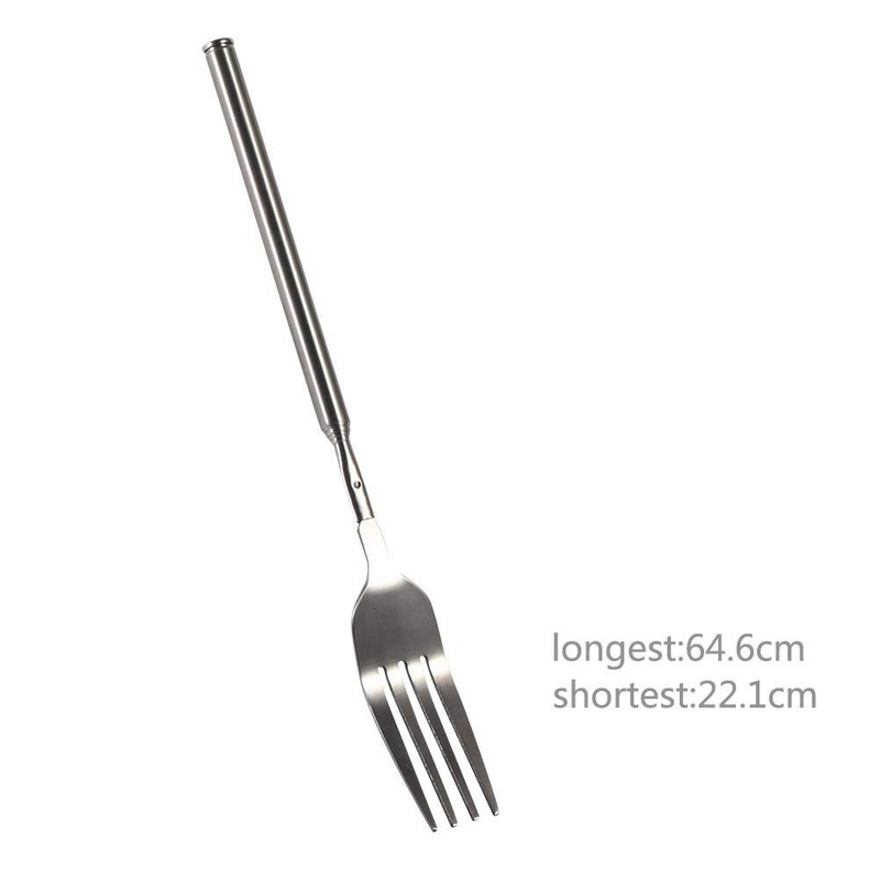 Extendable Fork, Stainless Steel Telescopic Extendable Fork BBQ Dinner Fruit