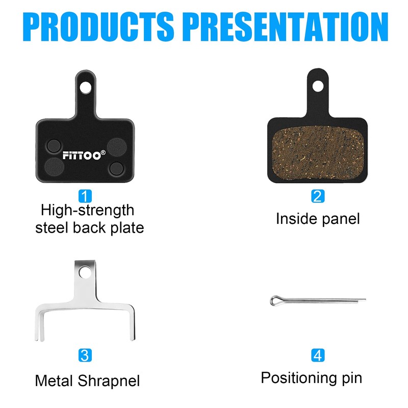 FITTOO Bike Bicycle Disc Brake Pads, Resin Semi Metallic Sintered