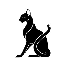 Pharaoh Cat Decal Notebook Car Laptop 5.5" (Black)