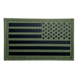 2x3.5 Infrared IR US USA American Flag Patch Tactical Vest Patch Hook-Fastener Backing (OD Green-Reversed)