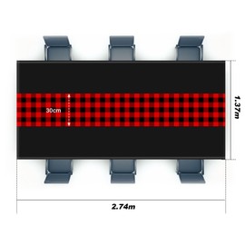 Oudain 12 Pcs Christmas Plaid Disposable Plastic Tablecloth with Table Runner Design 108 x 54'' Party Buffalo Plaid Table Cloth Rectangle for Birthday Wedding (Black Red)