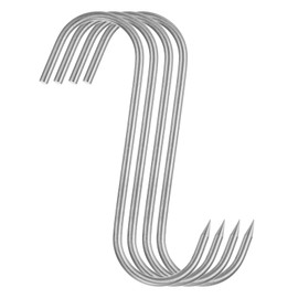 uxcell 4Pcs Meat Hooks 8.9 Inch 8mm Stainless Steel Smoking Hook Butcher Hook Meat Processing Butcher Hook Hanger Hooks for Smoking, Grilling, Beef, Rib, Barbecue