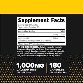Primaforce HMB (beta-hidroxi beta-metilbutirato) 1000 mg, 180 cápsulas (500 mg por cápsula) - Suplemento sin gluten y sin OMG