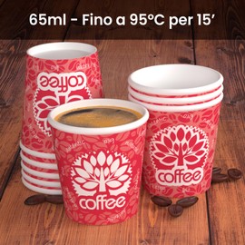 200 Paper Coffee Cups 65ml Red Forest Eco Friendly Biodegradable Disposable Cups Small Takeaway Hot Drinks