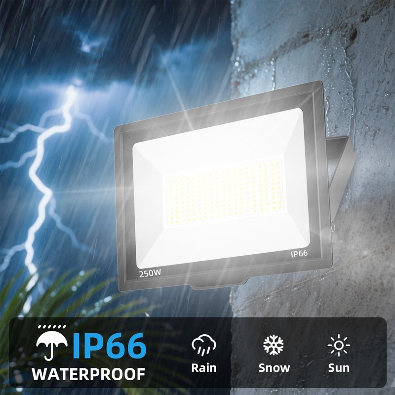 2 Pack 250W LED Flood Lights Outdoor, Super Bright Exterior