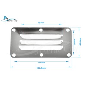 MARINE CITY 304 Grade Polished Stainless Steel Rectangle Stamped Louvered Vent for Boats Marines Yachts Caravan (2-1/2 Inches x 5 Inches) (1 Pc)