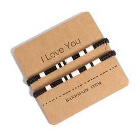 SKIRIFLA Natural Stone Matching Morse Code Bracelets for Couples, I Love You Bracelet for Soulmate Boyfriend Girlfriend Husband, Medium, Stone, no gemstone