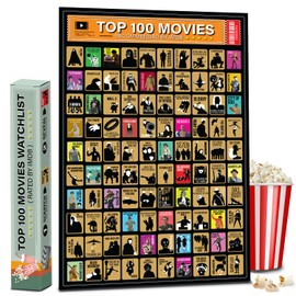 Top 100 Movies Scratch Off Poster - Bucket List IMDB Family Recommendation Movie - Gift Date Night List Cards Films (Movie Artwork)