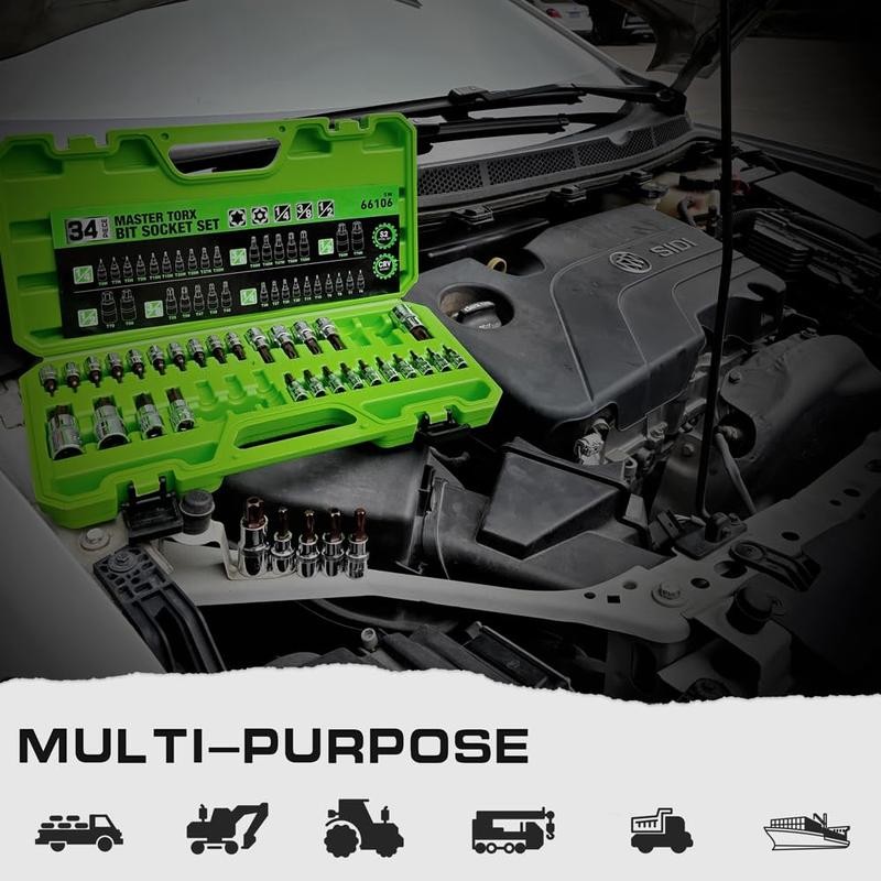 SWANLAKE 34PCS Master TORX Bit Socket Set, Premium S2 Alloy