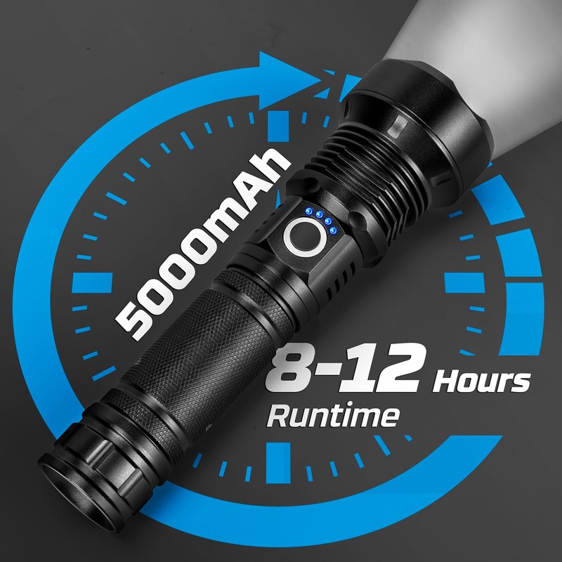 MILAOSHU Rechargeable Flashlights 90000 High Lumens - 2 Pack, Super