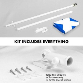 G128 Combo Pack: 6 Feet Tangle Free Spinning Flagpole (White) Scotland Scottish