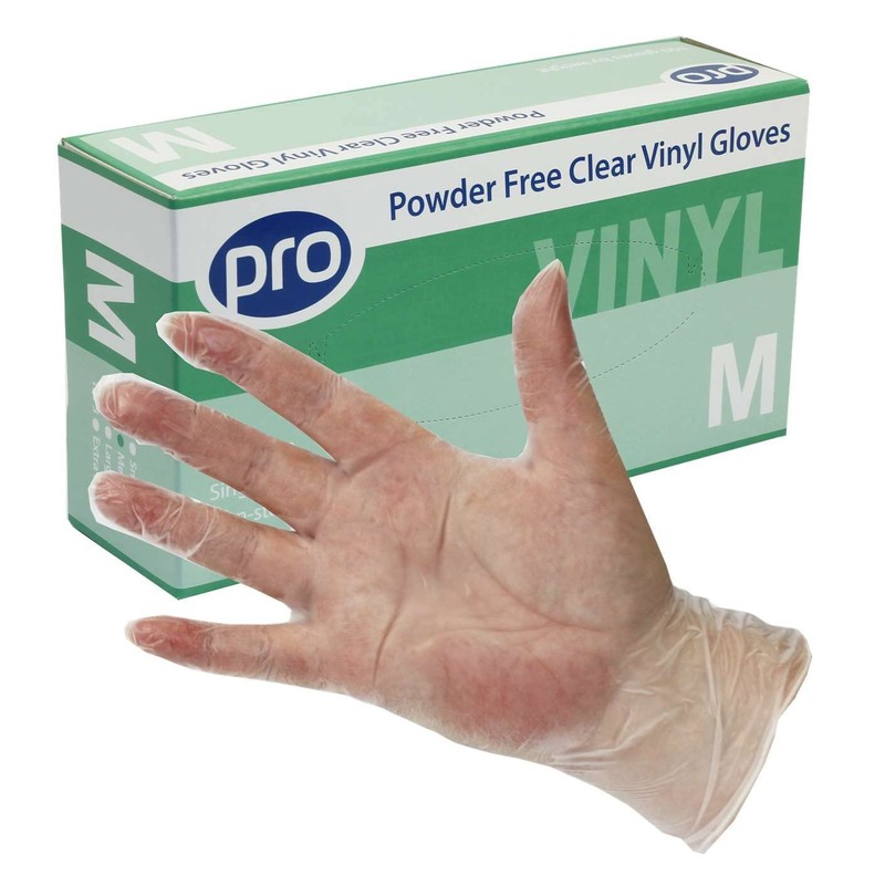 Pro Powder Free Clear Vinyl Gloves M