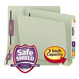 Smead 34725 Three Inch Expansion Folder Two Fasteners End Tab Letter Gray Green 25/Box