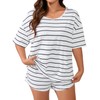 MapleHub Pajama Set for Women 2 Piece Short Sleeve Plus