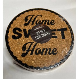 Kamenstein Home Sweet Home Cork Trivet Set with Sentiments, 3-piece, Brown, 8 in