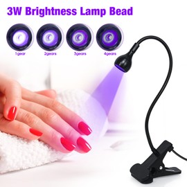 AORAEM Nail Lamp LED Nail Manicure Dryer Curing Light with Black Gooseneck and Clamp for Gel Nails