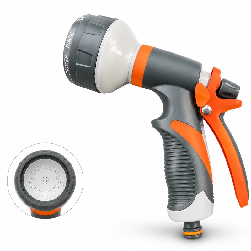 8-Pattern Garden Hose Nozzle for Watering – Adjustable Spray Gun