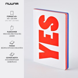 Nuuna Graphic L Yes-No Smooth Bonded Leather Notebook - Red, Blue/White