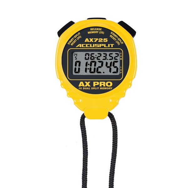 ACCUSPLIT AX725 PRO MEMORY (16) Dual Line Stopwatch (Yellow)