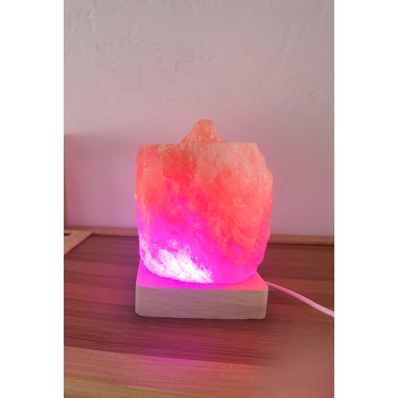 YZYOE USB Colour Gradient Himalayan Salt lamp,Solid Wood Based Atmosphere