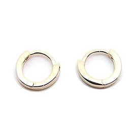 18k yellow Gold plated huggie hoop 10mm sleeper earrings Non-allergenic