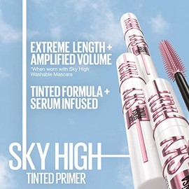 Maybelline New York Lash Sensational Sky High Serum Infused Lash Primer for Mascara, Lengthening, Thickening, Tinted and Washable Formula, Soft Black 