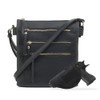 Double Compartment Multi-Zipper Triple Zip Pockets Concealed Carry Crossbody Bag