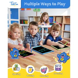 TEKFUN 2 Pack LCD Writing Tablet, 8.5inch Colorful Drawing Tablet for Kids, Erasable Drawing Board with Lanyard, Learning Toys Gifts for 3 4 5 6 7 Years Old Boys Girls Toddlers (SkyBlue*Green)