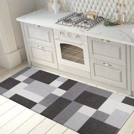 Rugshop Modern Boxes Design Anti Fatigue Standing Mat 18" x 47" Gray