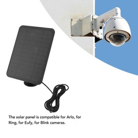 Greensen Portable 4W Solar Panel for Camera IP65 Solar Charger with Adjustable Bracket for Arlo Ring Blink Surveillance Owners Monocrystalline Silicon (BLACK)